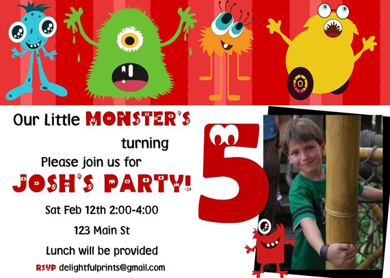 Monster Invitation and matching thank you card...DIY you print custom photo card by delightfulprints Il_570xn