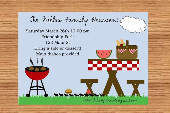 Family reunion picnic bbq invitation...DIY you print custom photo card by delightfulprints Il_570xn