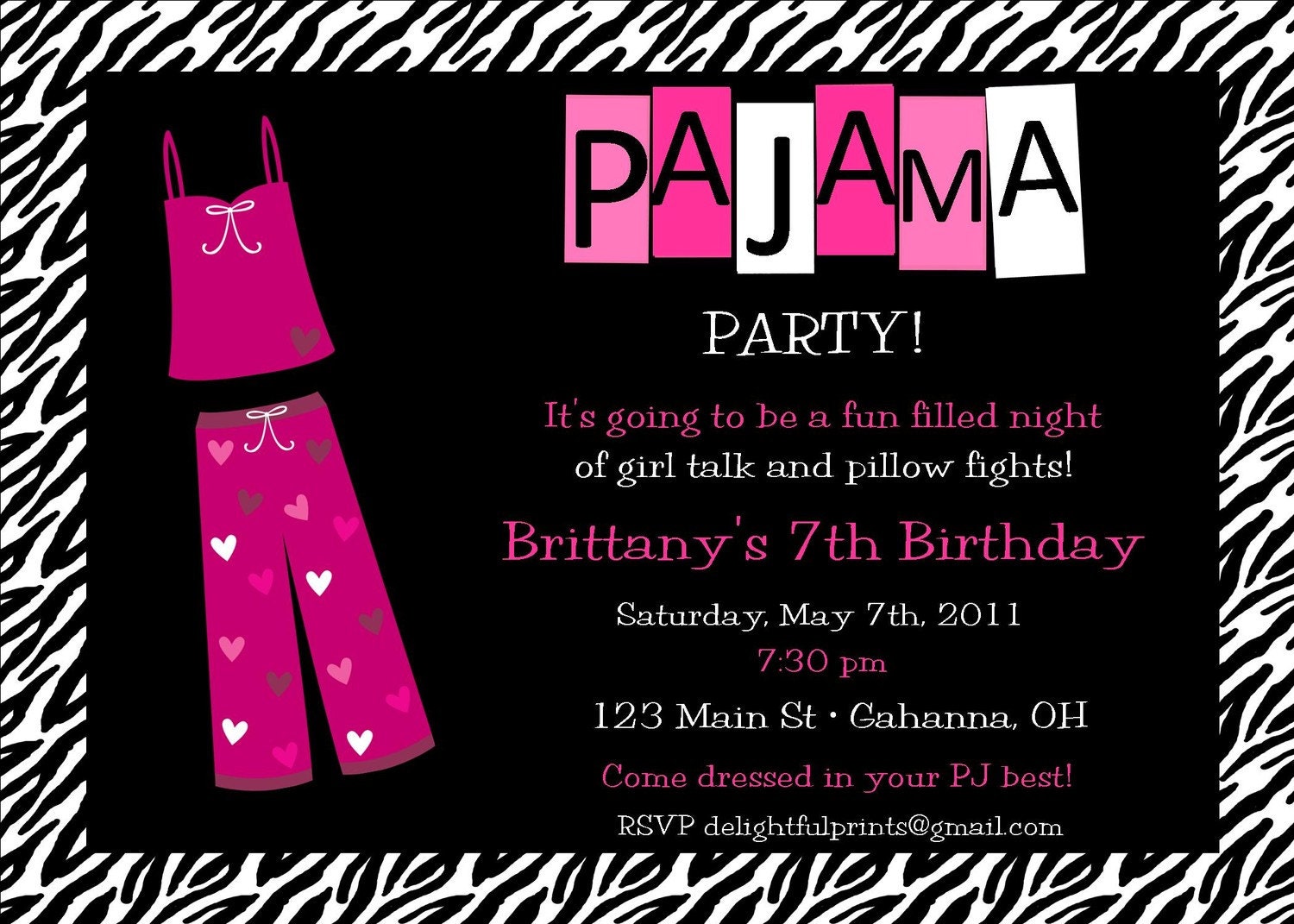Sleepover pajama party any color...DIY you print custom photo card by delightfulprints Il_570xn