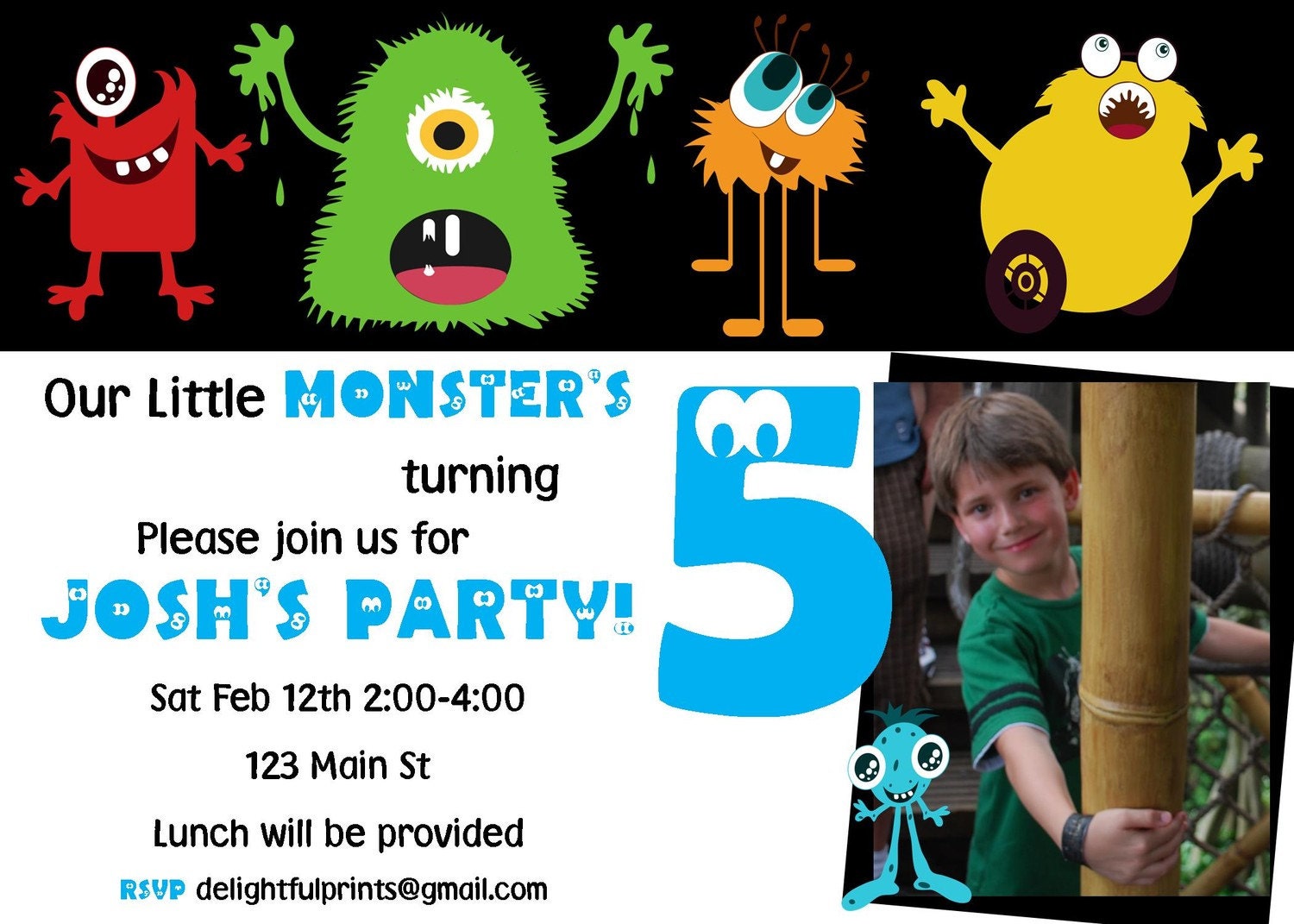 Monster Party birthday Invitation many colors...DIY you print custom photo card by delightfulprints Il_570xn