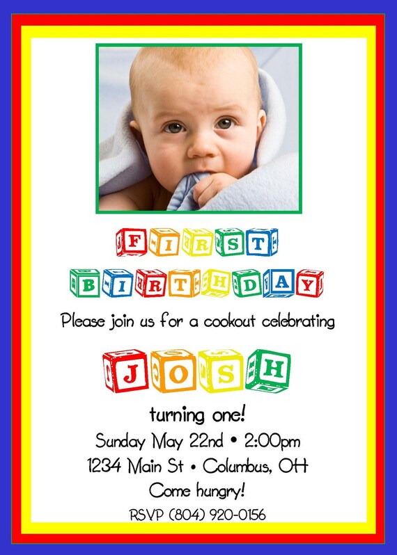 Alphabet baby blocks birthday or shower invitation...DIY you print custom photo card by delightfulprints Il_570xn
