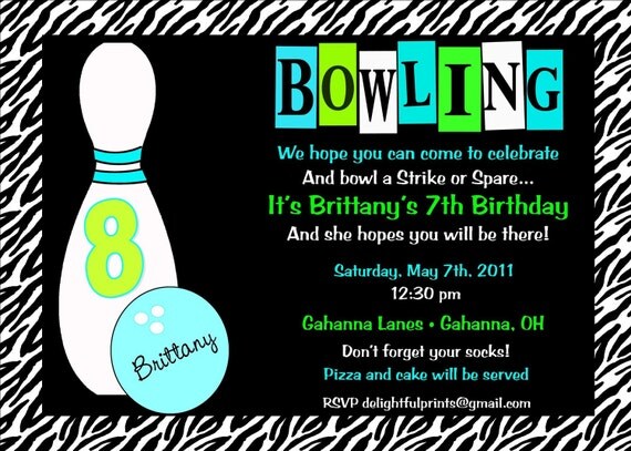 Invitation ..bowling party...DIY you print custom photo card by delightfulprints Il_570xn
