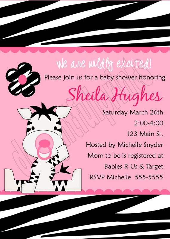 Zebra baby shower invitation...DIY you print custom photo card by ...