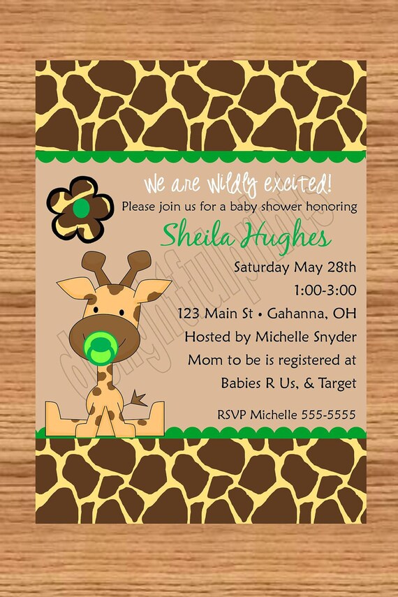 Baby giraffe any color baby shower invitation...DIY you print custom photo card by delightfulprints Il_570xn