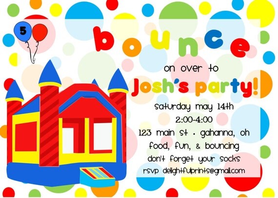 Bounce House birthday invitation...DIY you print custom photo card by delightfulprints Il_570xn