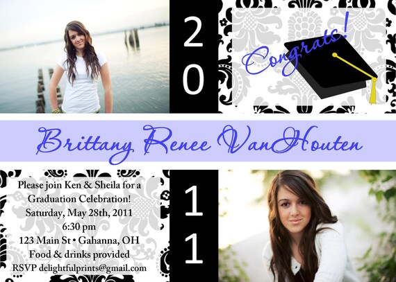 Graduation announcement or invitation ANY color...DIY you print custom photo card by delightfulprints Il_570xn