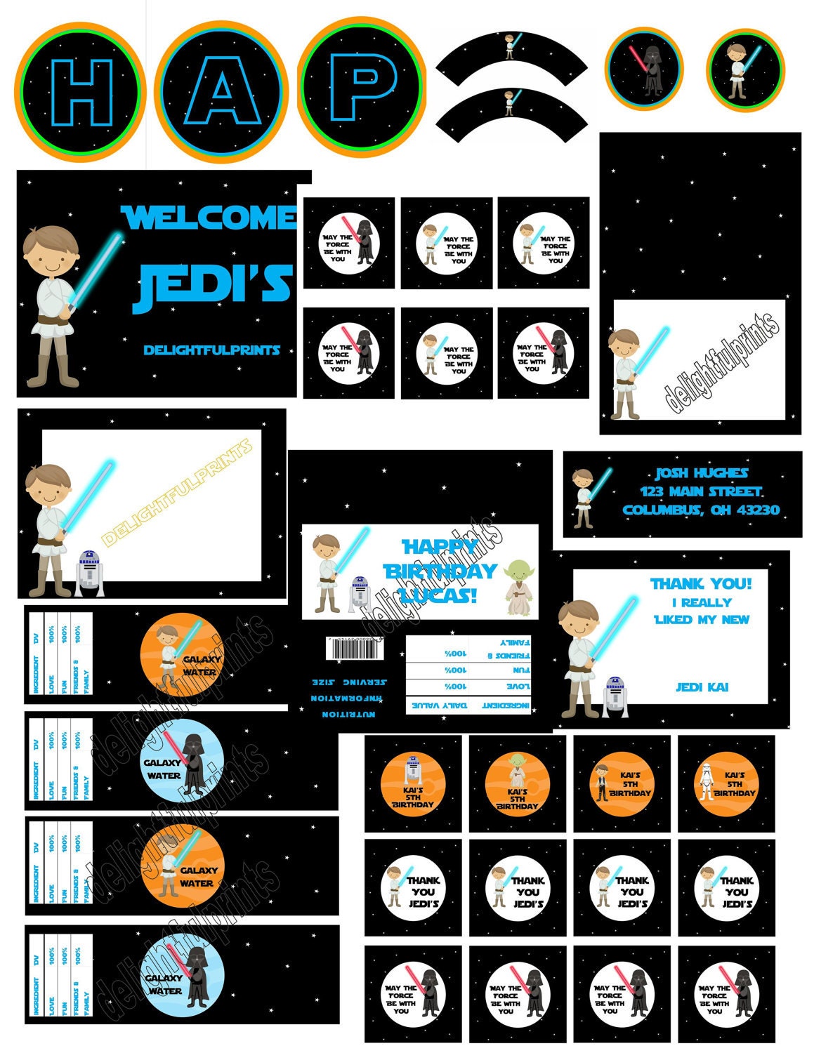 Star Wars party inspired complete party package printable with personalization NO invite by delightfulprints Il_570xn