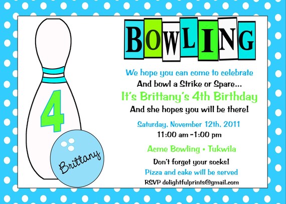 Bowling party birthday invitation any colors...DIY you print custom photo card by delightfulprints Il_570xn