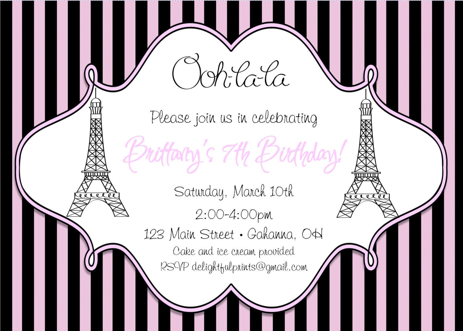 Paris Ooh la la birthday or shower invitation many styles...DIY you print custom photo card by delightfulprints Il_570xn