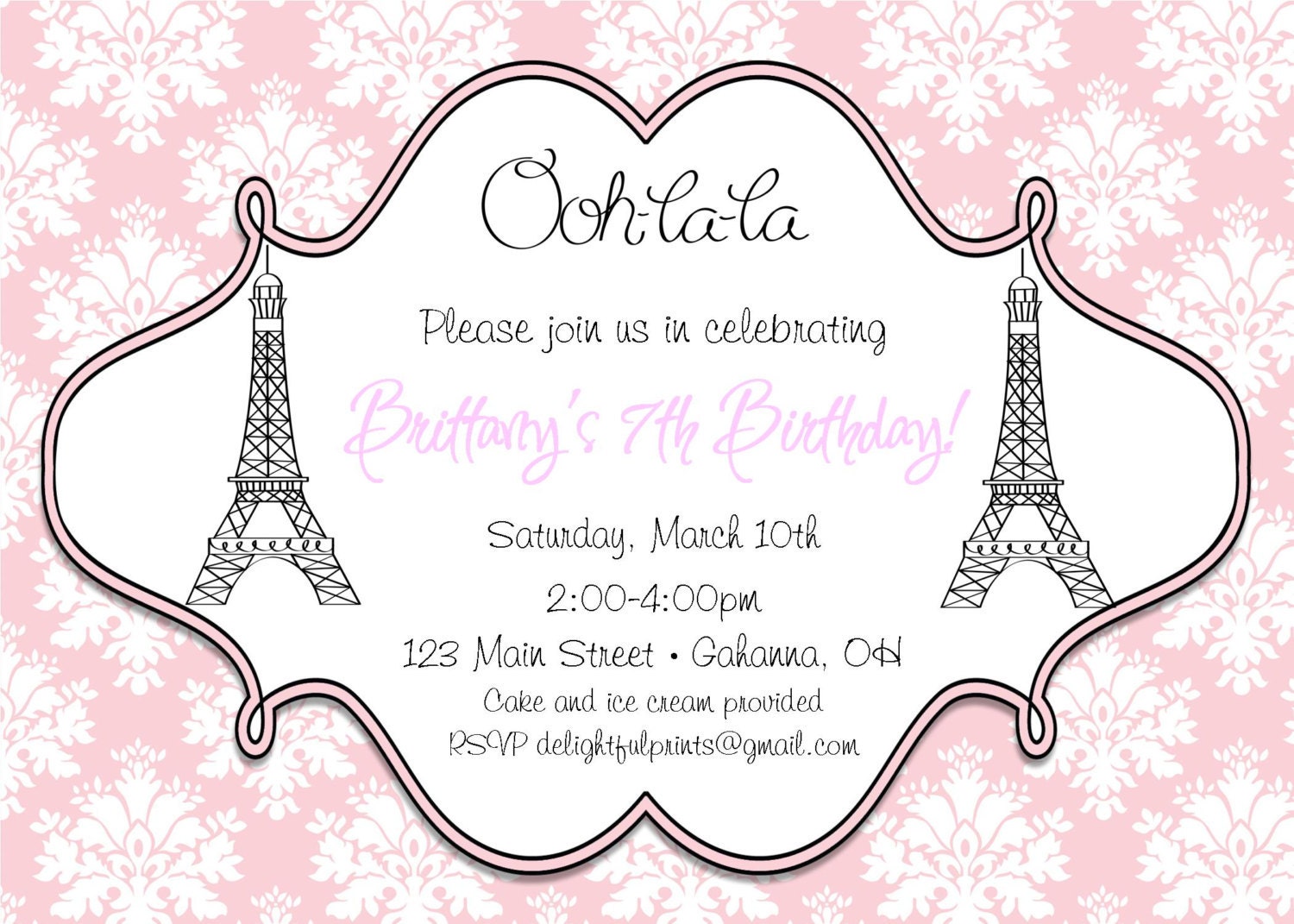 Paris Ooh la la birthday or shower invitation many styles...DIY you print custom photo card by delightfulprints Il_570xn