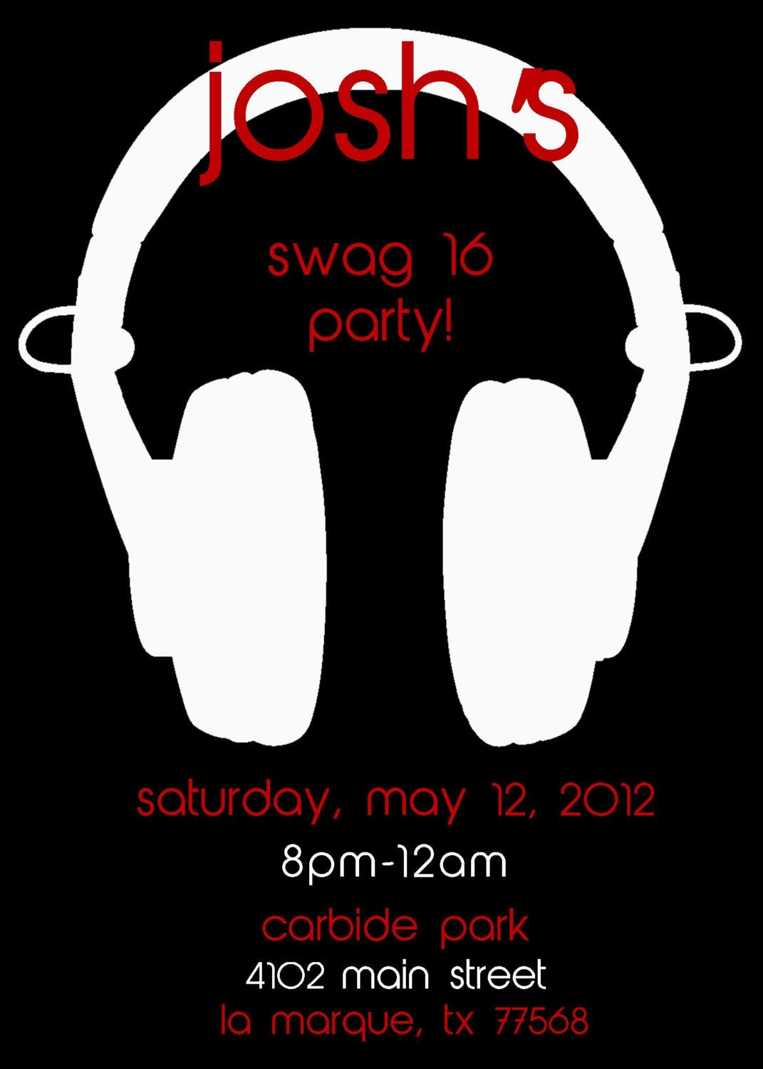 Headphone rock dance birthday invitation ...DIY you print custom photo card by delightfulprints Il_570xn