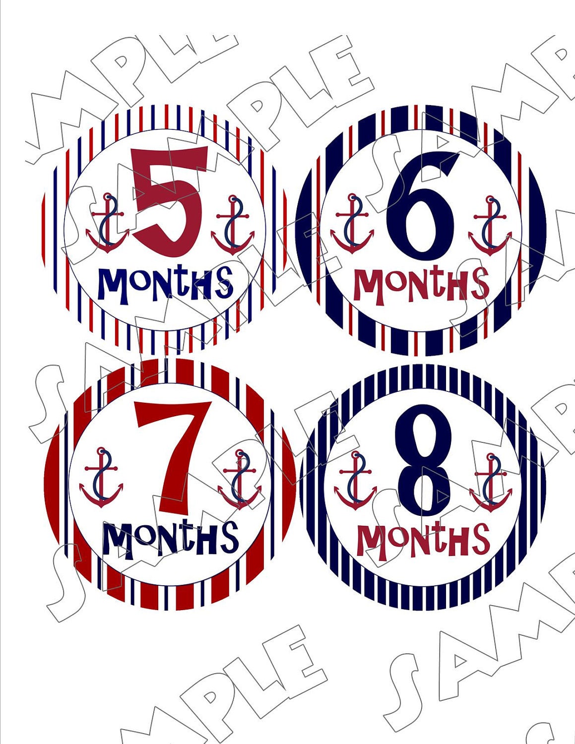 Sailboat Nautical Monthly Onesie Stickers ..... printed... peel, stick, click with FREE just born sticker