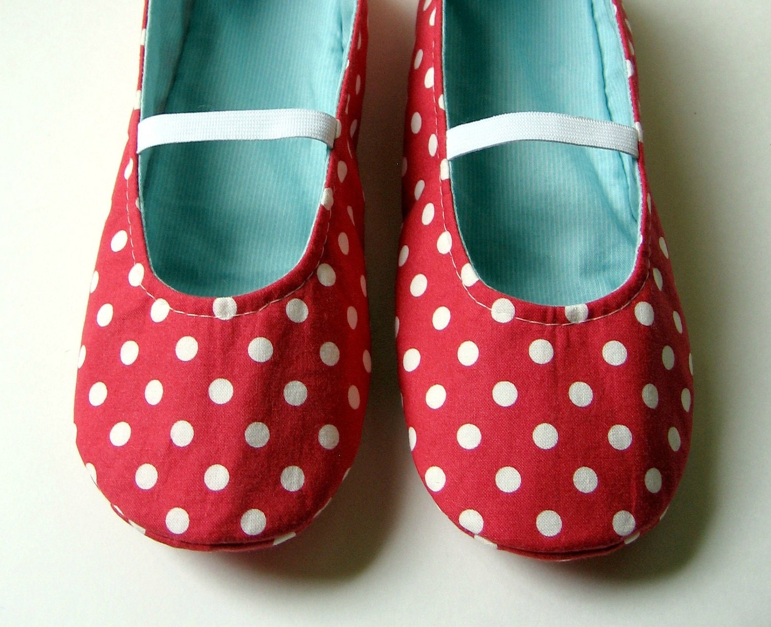 Womens Slippers - Reversible Mary Jane House Shoes in Red and Aqua