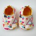 Reversible Baby Booties in White Geometric and Sunflower Yellow - Sizes 1-4