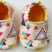 Reversible Baby Booties in White Geometric and Sunflower Yellow - Sizes 1-4