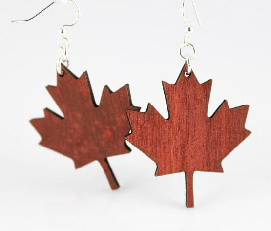 Maple Leafs - laser Cut Earrings from Reforested Wood