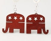 Republican Party Earrings - Cut from Reforested Wood