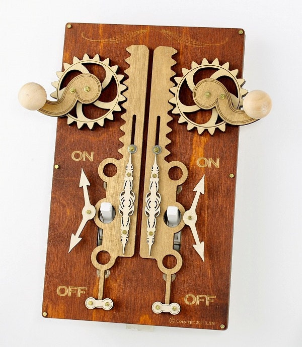 Rustic Double Rack and Pinion Light Switch Cover - 8005B