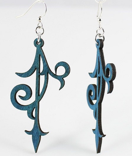 Scroll Ornament - Wood Earrings