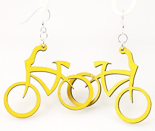 Bicycles Earrings - laser cut from Reforested Wood