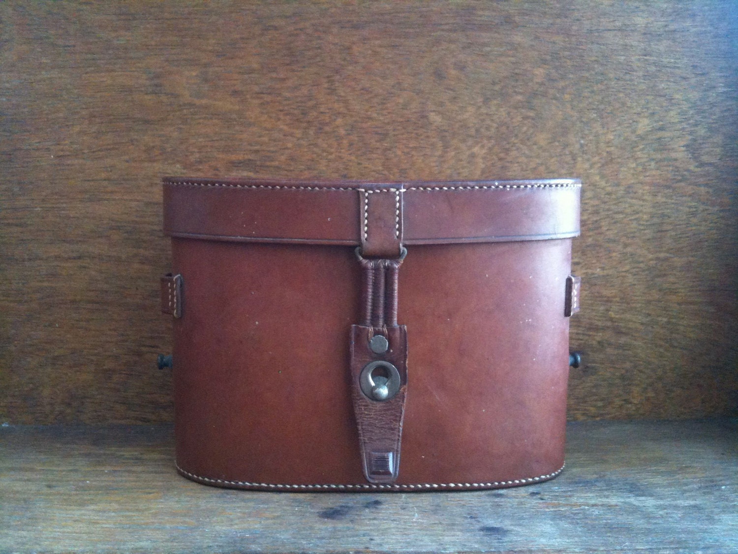 Vintage English Binocular Case, Brown Hand Sewn Leather - EnglishShop