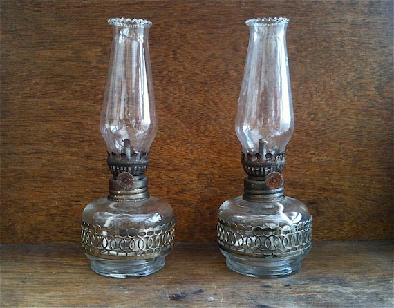 Vintage Clear Glass Oil Lamps
