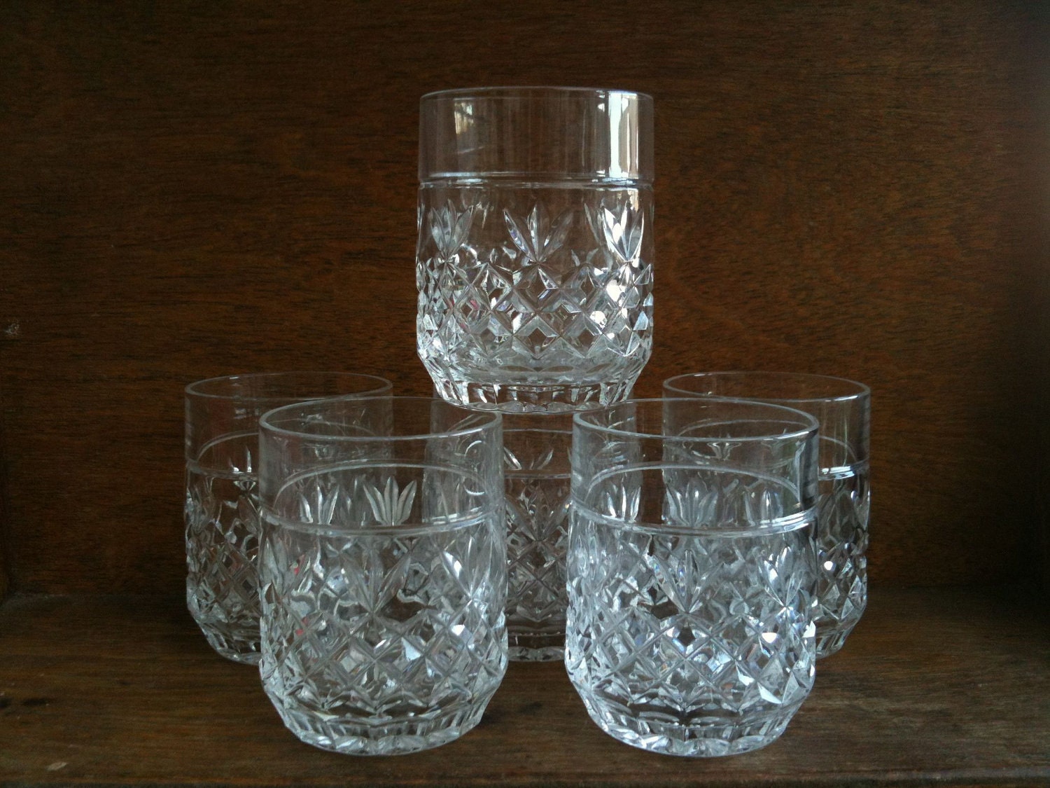 Vintage English 6 Lead Crystal Drinking Glasses
