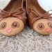 SALE Hand Painted Brown Bear Ballet Flats - Size UK 8, Eur 41, US 10.5