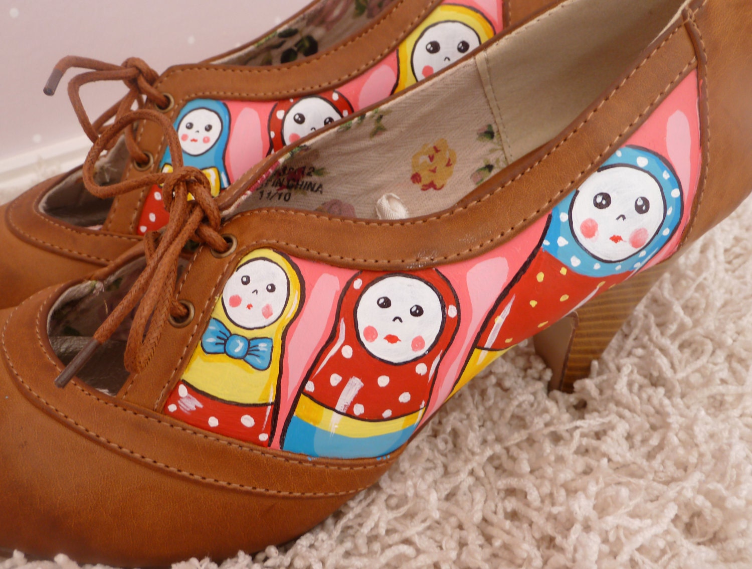 Hand Painted Russian Doll Shoes - Sz 7