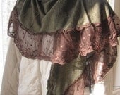 Brown scarf - brown shawl scarf-Knit fabric with ruffle lace edge , winter scarf,  valentine's day gift for girl