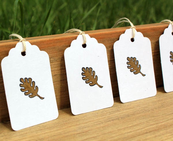 Golden Brown Fall and Thanksgiving Leaf Gift Tag Set - ConcepturePapery