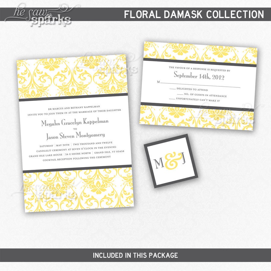DIY Printable Invitation - Floral Damask - Choose your colors