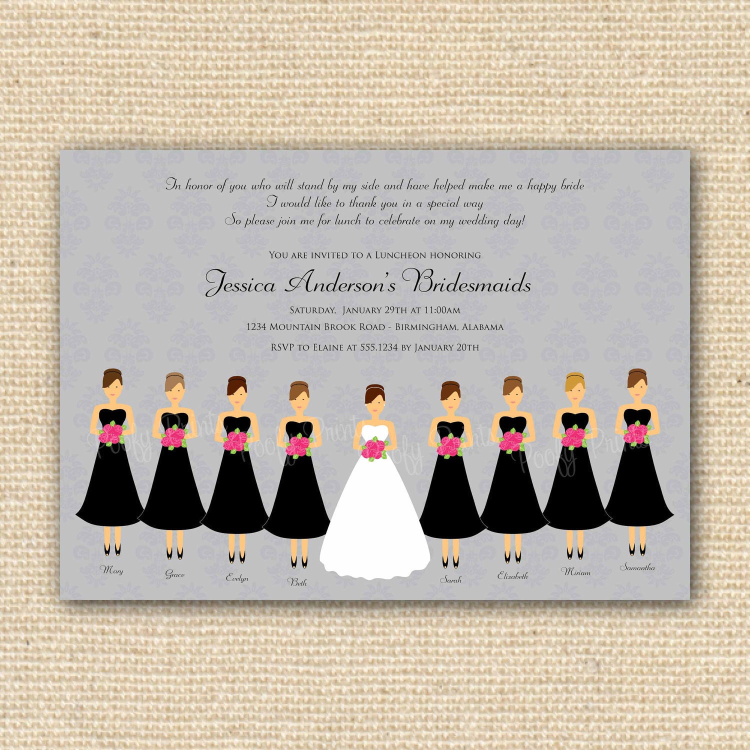 Bridesmaids Luncheon Invitation - Bridal Brunch - DIY Printable Invitations