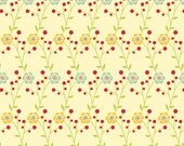 SALE LAST Piece 1 Yard 12" Early Bird by Cosmo Cricket for Andover Fabrics, Cream Flower