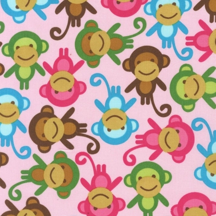 1/2 Yard - Urban Zoologie by Ann Kelle for Robert Kaufman, Spring Pink Monkeys