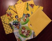 Fat Quarter Bundle of The Berenstain Bears Welcome To Bear Country in Yellow for Moda