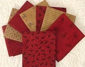 LAST ONE Fat Quarter Bundle of Seasonal Little Gatherings in Red & Golden Tan by Primitive Gatherings
