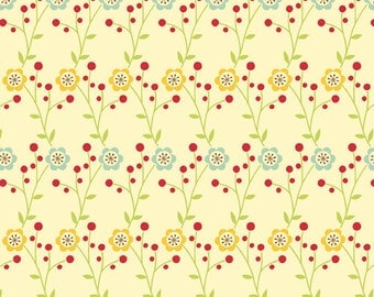 SALE LAST Piece 1 Yard 12" Early Bird by Cosmo Cricket for Andover Fabrics, Cream Flower