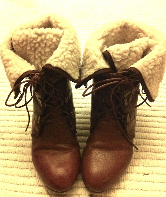 womens lace up boots with fur