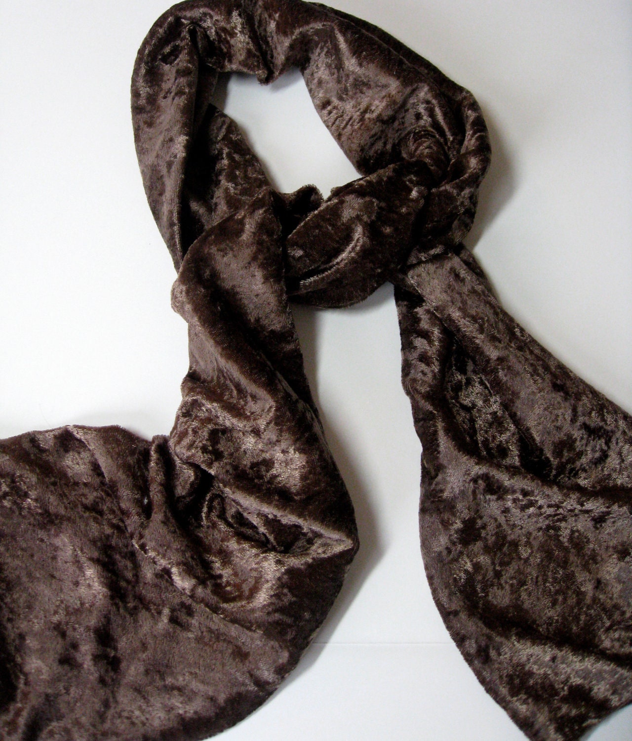 Crushed Velvet Scarf  Soft Cozy   Cocoa Brown