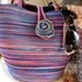 Hand Painted Coiled Rope Tote with Zipper Brooch Clothesline