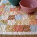 Quilted Table Topper, Wall Hanging, Blue, Peach and Tan