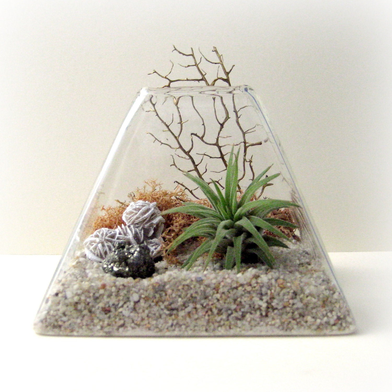 Peach Pyrite Pyramid Terrarium // Air Plant Terrarium