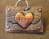 Custom ID tag for large dogs or key ring- Soaring Heart- mixed metal pet id