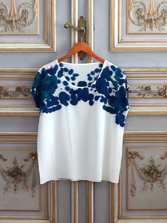 Silk Tee Inkblot Bluegreen Sample