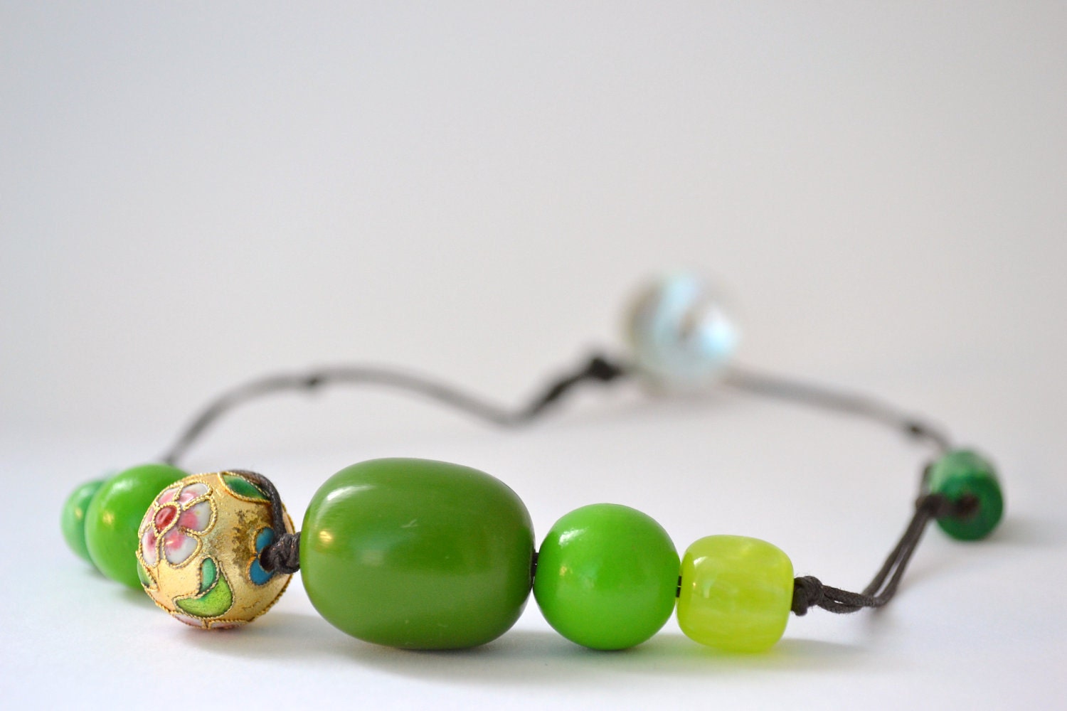 green beads necklace - beaded - fresh green peas - gift for her - stocking stuffer - summer christmas