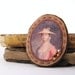 cameo brooch - felt jewelry brooch - apricot and camel brooch with portrait - cameo style - lovely lady with hat