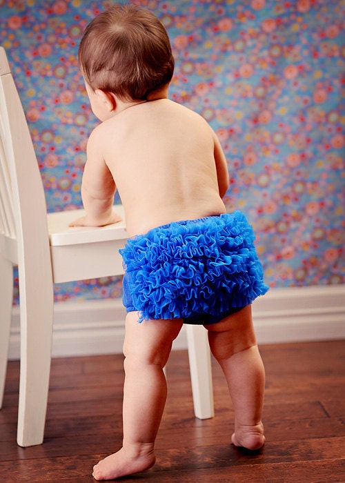 Blue Diaper Cover Petti Pants Chiffon Ruffle Bloomers Fancy Panty