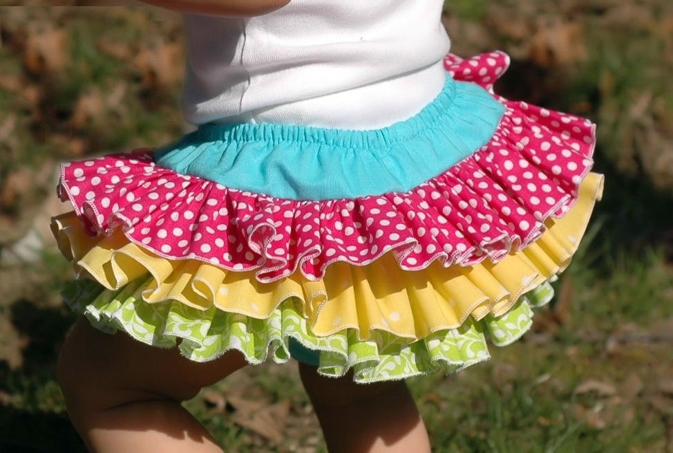 All Around Ruffle Diaper Cover Bloomer Skirt Panty Turquoise Hot Pink Lime Yellow