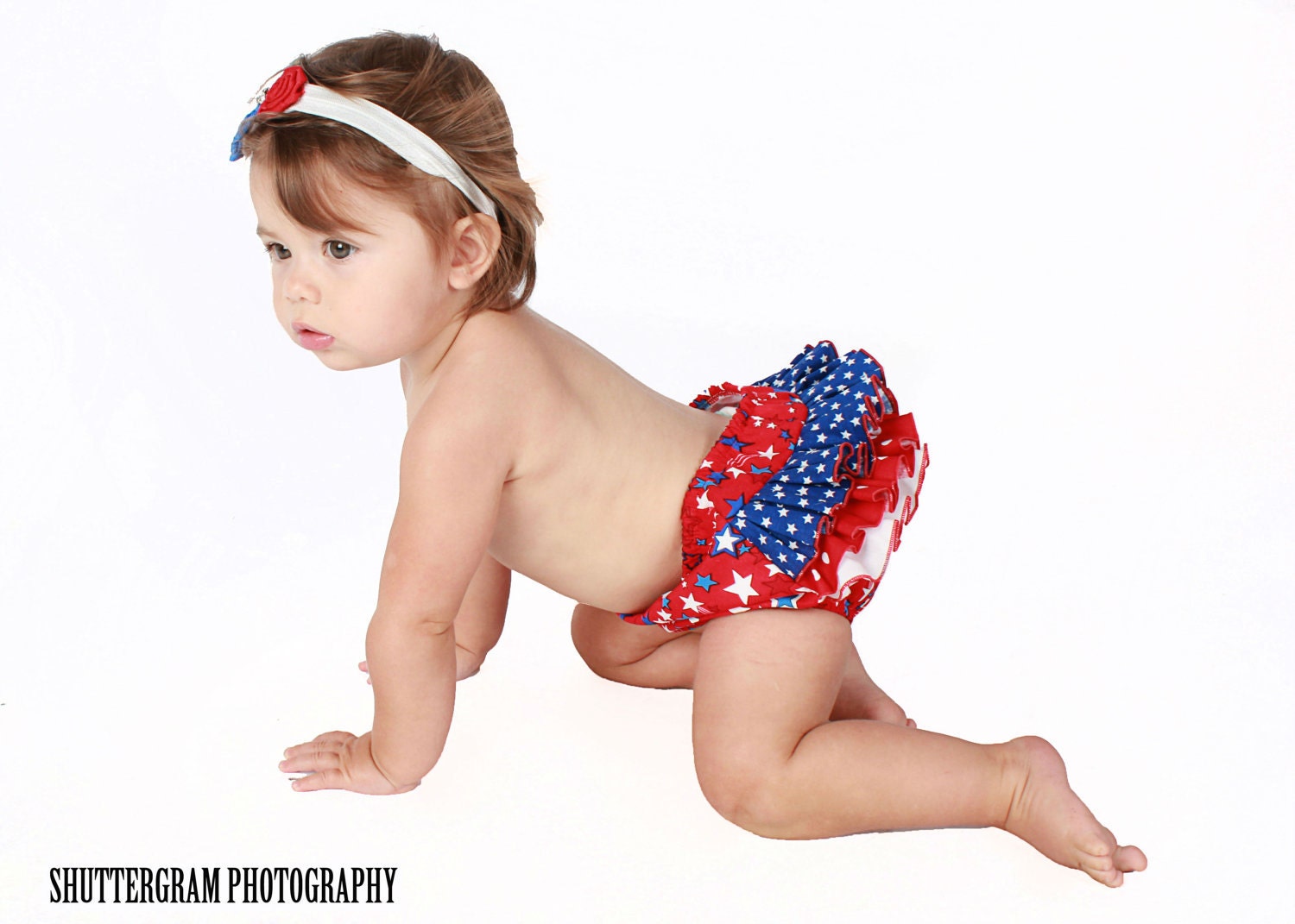 Baby Bloomer Ruffle Diaper Cover Ruffle Bloomer Red White Blue 4th of July